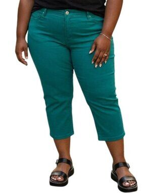 Lee Riders Size 20 Capri Pants Midrise Bright Teal Women Stretch